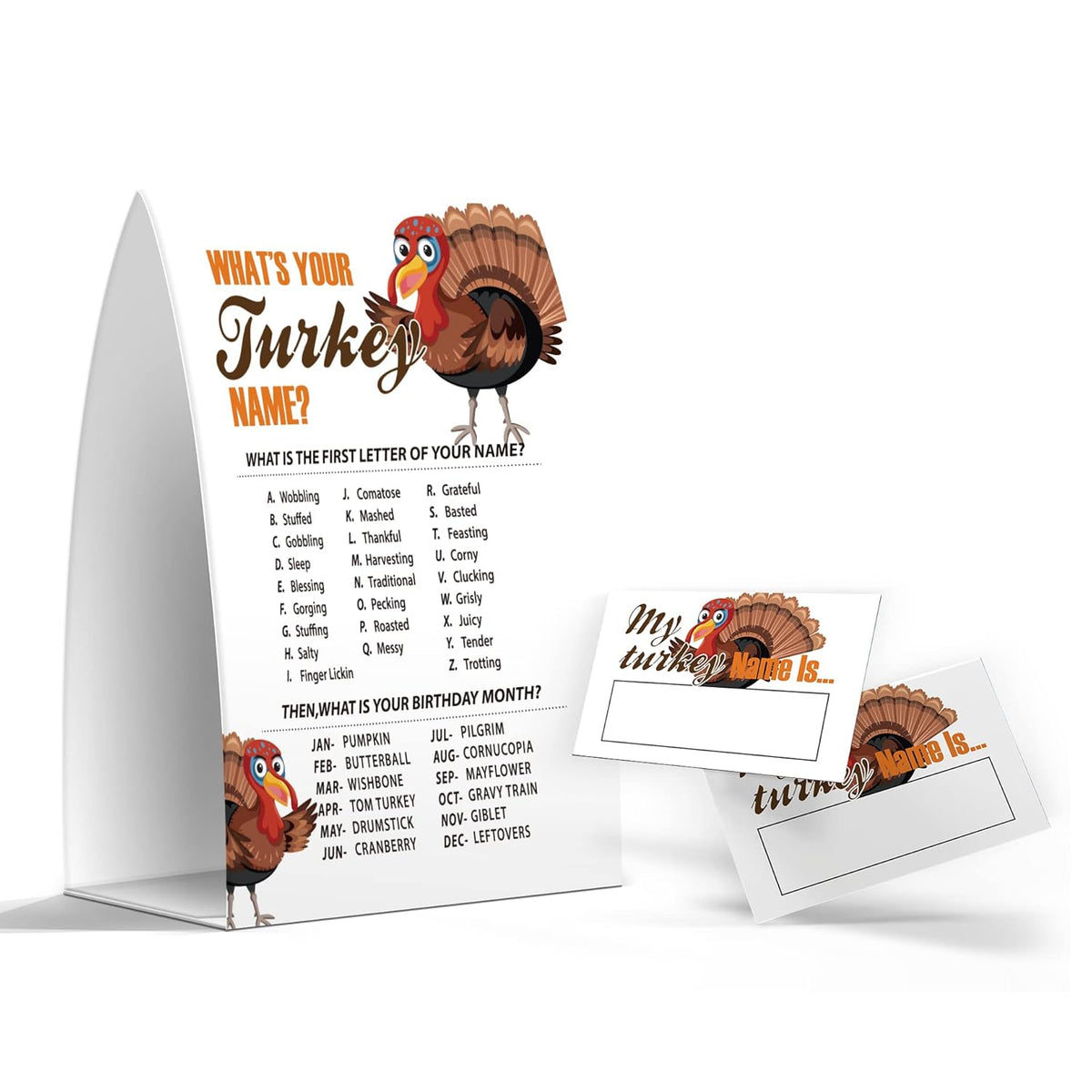What'S Your Turkey Name Game, Thanksgiving Party Games Favors, 1 Sign And 50 Name Tag Stickers -Jj031
