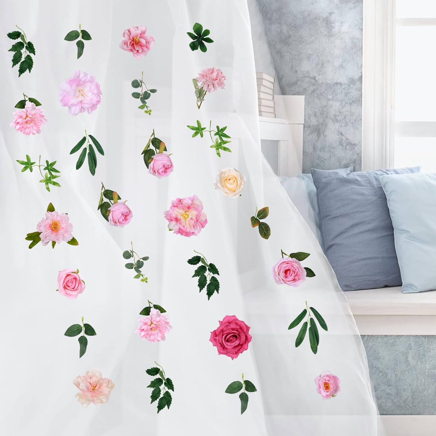 6 Pcs Artificial Flower Garland Hanging Decorations,5.9Ft Hanging Flowers For Backdrop Floral Garland With Hooks Fake Wildflower Garlands For Home Garden Spring Summer Wedding Party Arch Wall