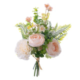 Artificial Flowers Bouquet Fake Flower Bouquet Silk Seasonal Floral Plant Arrangements For Bridal Bouquets Home Party Wedding Table Centerpieces Decor Gravesites Decoration, Champagne White