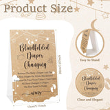 9 Pcs Baby Shower Diaper Changing Game Supplies Including Baby Dolls Blindfold Diapers Wooden Sign Changing Race Game Party Favor (Star,Brown)