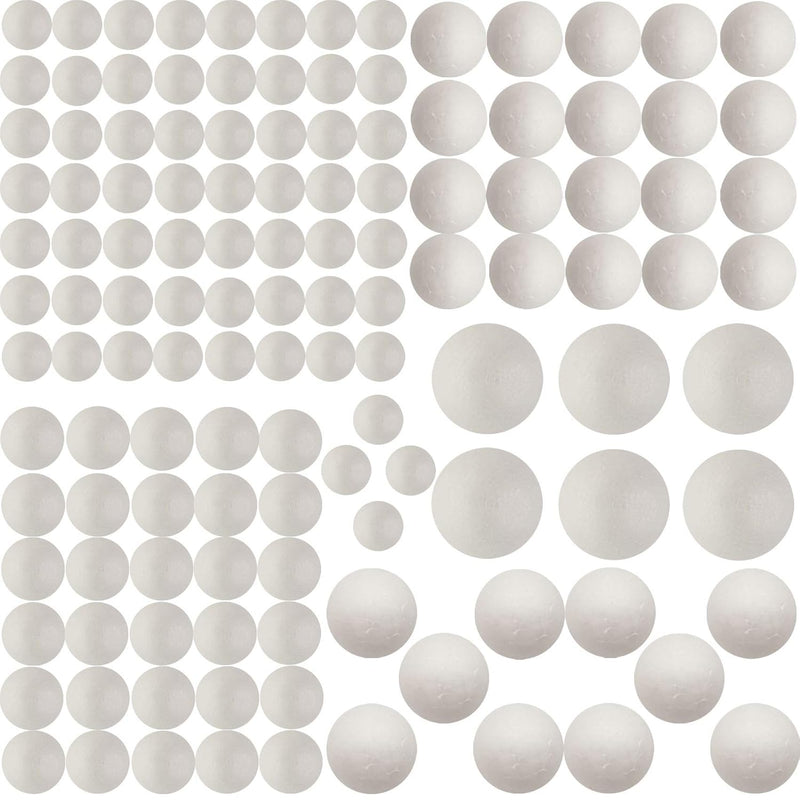 126 Pack Craft Foam Balls, 5 Sizes Including 1-2.4 Inches, Polystyrene