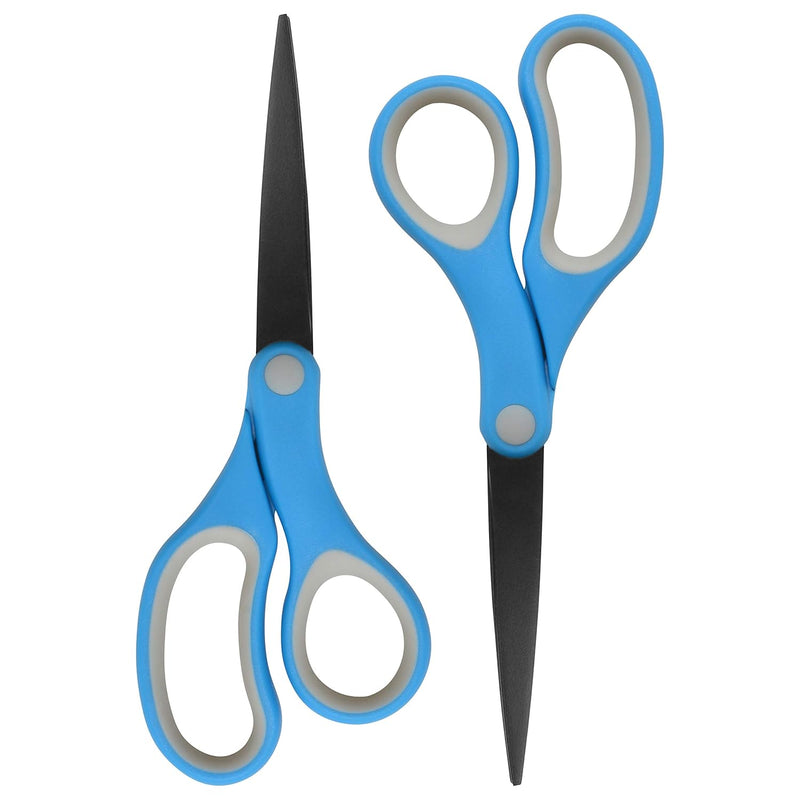 55849 8-Inch Non-Stick Titanium Scissors For Office And Home, Blue/Gray, 2 Pac