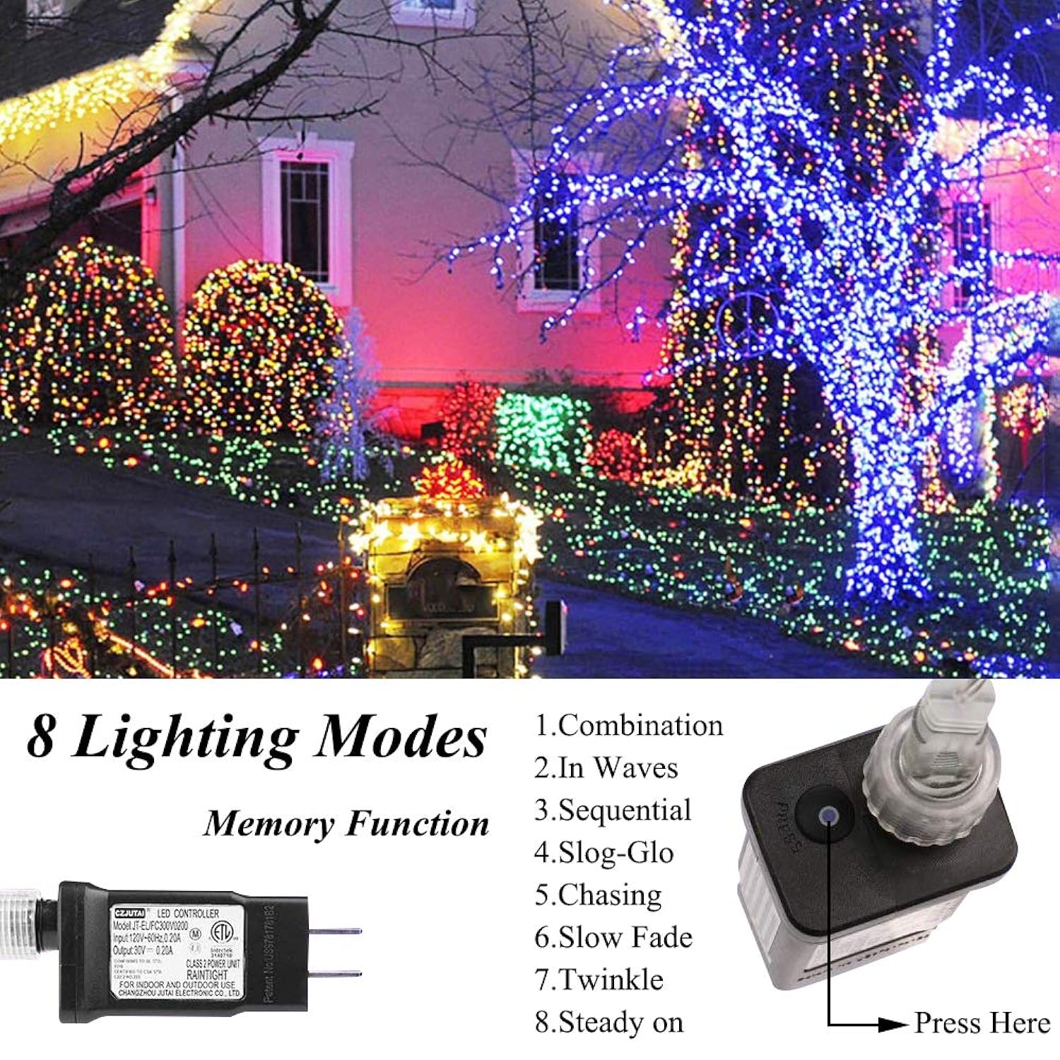 500 Led Christmas Light Red, Indoor String Light Plug In Twinkling Hanging Tree Lights Fairy Light For Party, Bar, Bedro