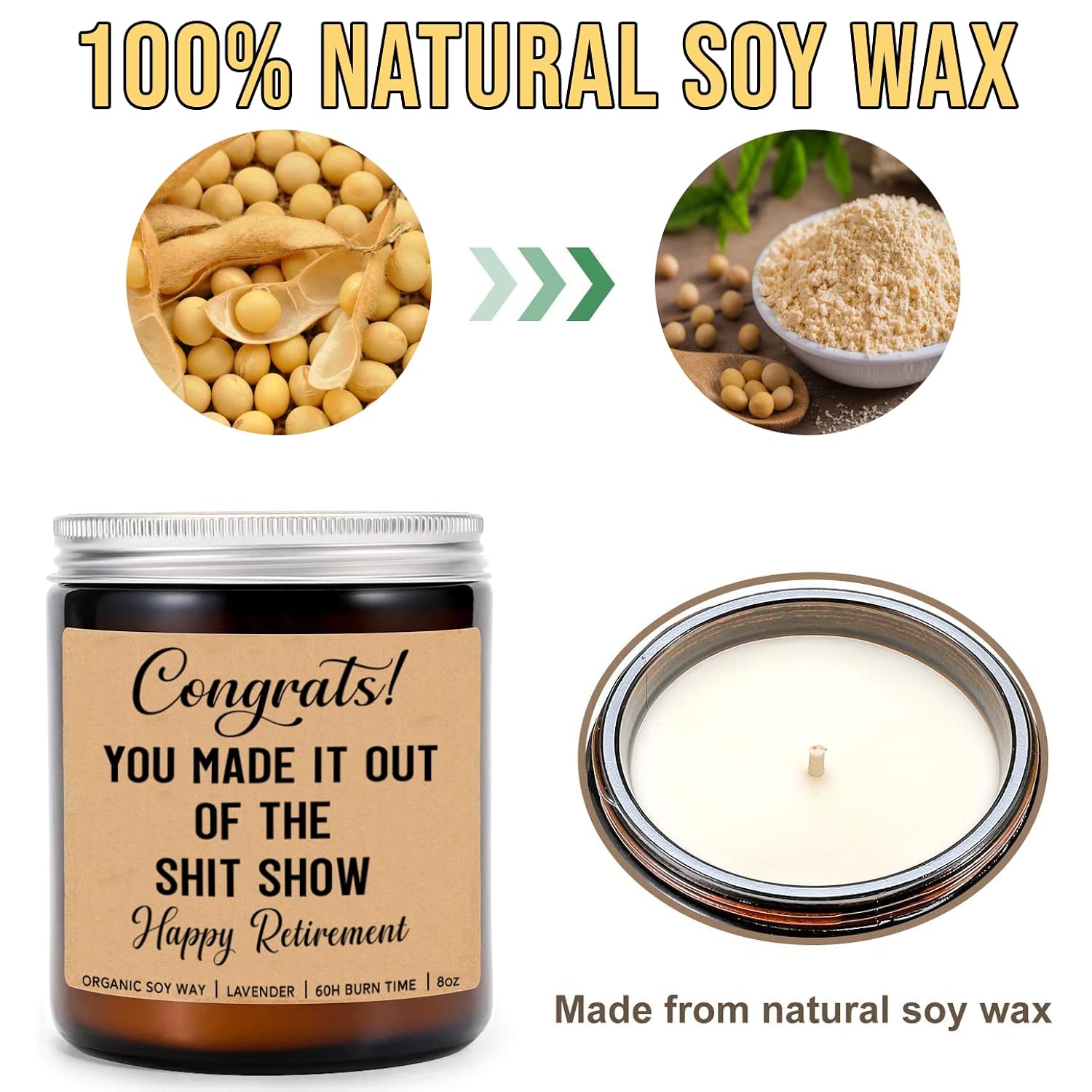 Congrats You Made It Out Of The Shit Show Candle - Happy Retirement Candle - Funny Coworker Candles - Funny Gifts For Retirement -Coworker - Friendship - Lavender Scented Cand