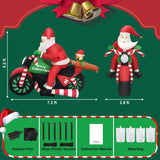 6Ft Christmas Decoration Inflatable Santa Riding Motorcycle With Gingerbread Man Lighted Blow Up Santa Claus Outdoor Dec