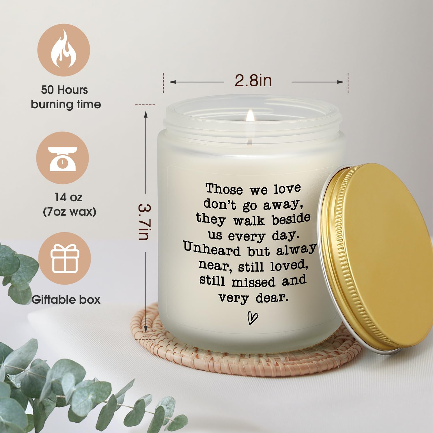 Memorial Candle Gift, Condolence Remembrance Gifts For Loss Of Loved One, Mother, Father, Brother, Sister, Sympathy Cande For Loss, Memorial Bereavement Gifts