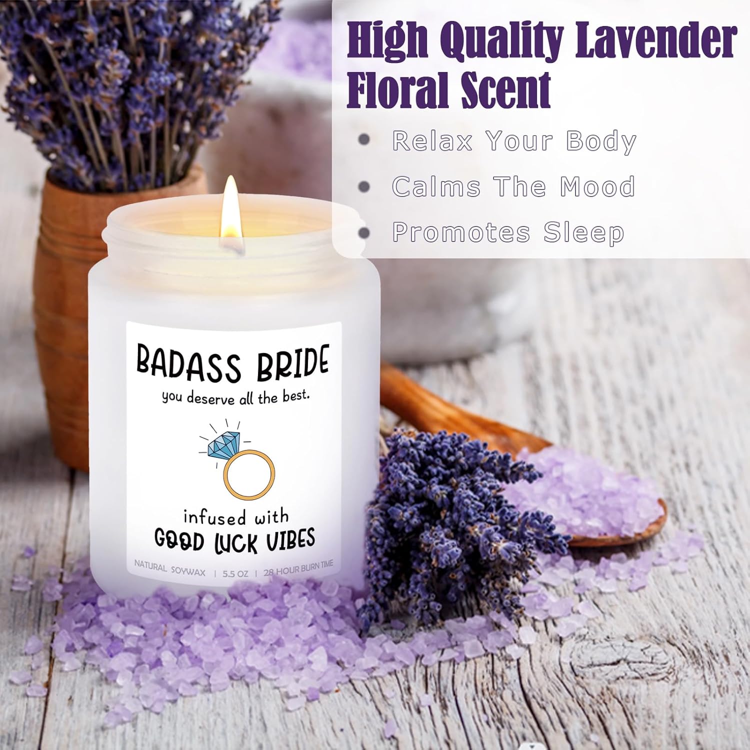Lavender Scented Candle With Box Bridal Shower Gift,Wedding Gifts, Funny Bridal Present For Women - Engagement, Bachelorette Party 5.5Oz