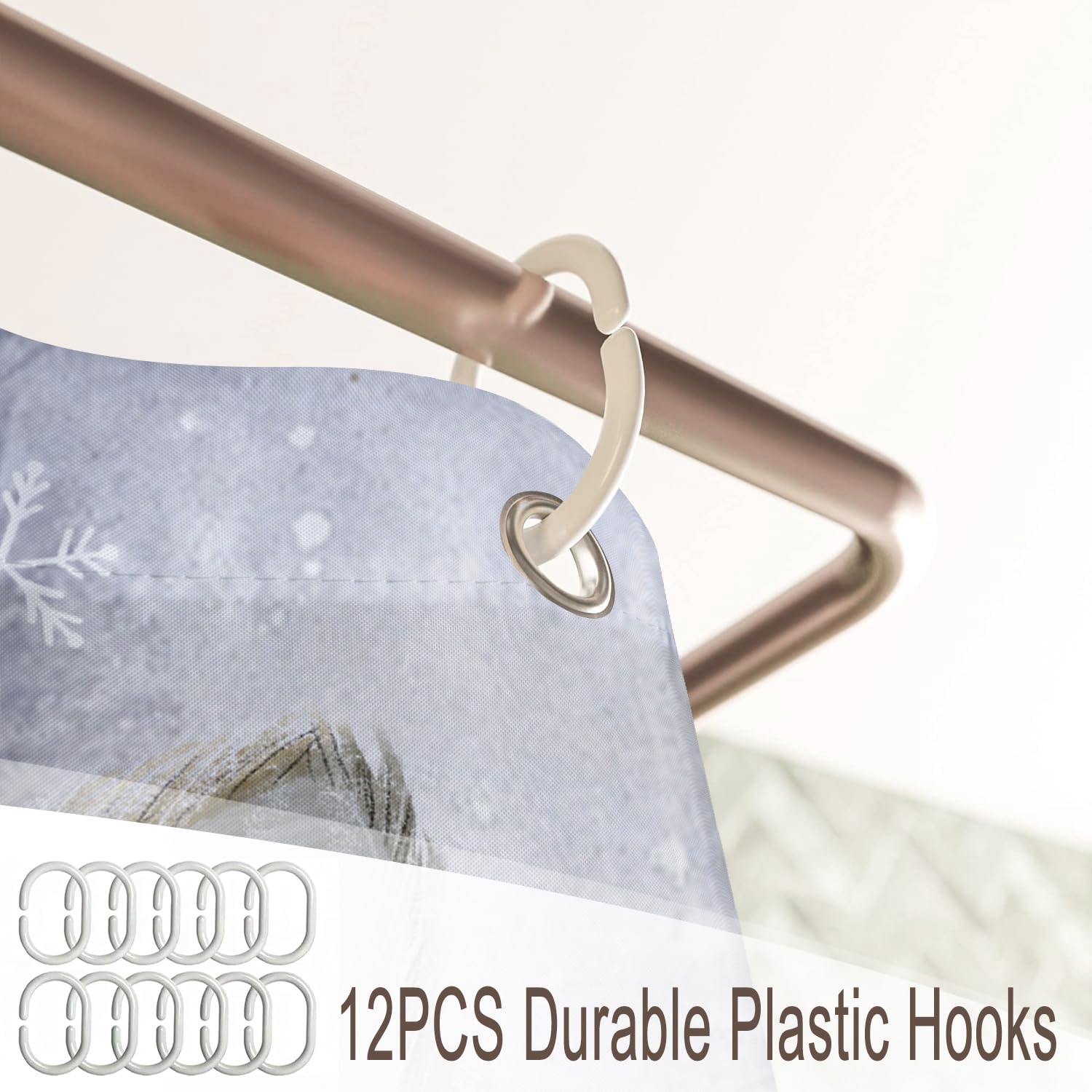 Winter Cat Shower Curtains For Bathroom, Waterproof Merry Christmas Shower Curtain Set With 12 Hooks, 72X72