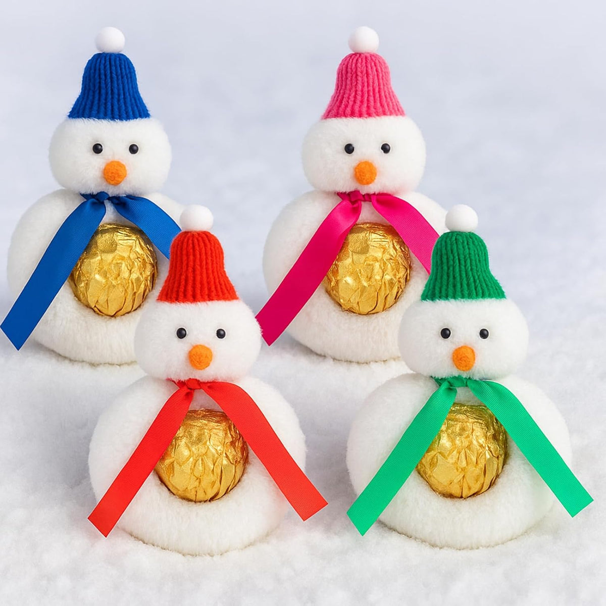 4 Pcs Snowman Plush Gift Decor For Christmas Stocking Stuffer Chocolate Cover And Candies Cover For Christmas Box Fillers
