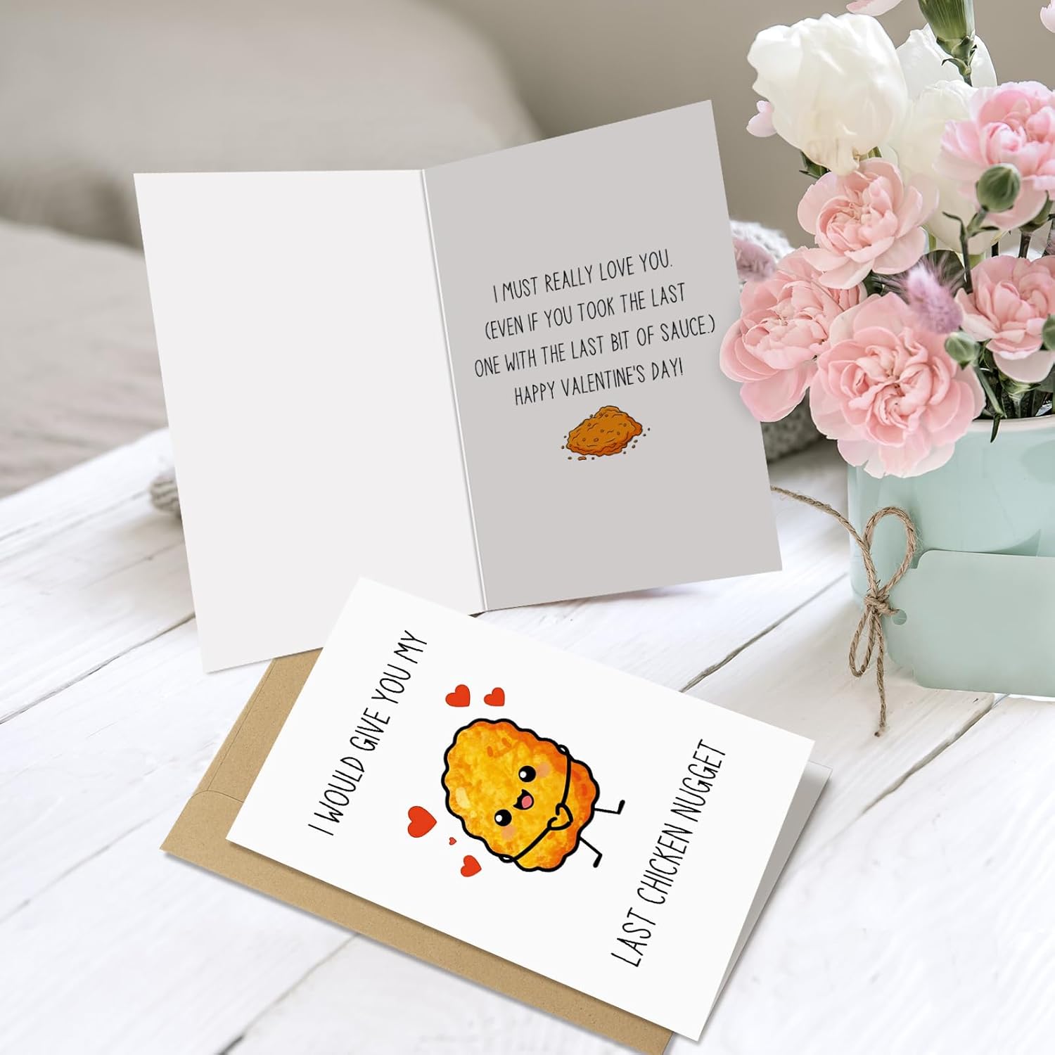 Funny Chicken Nugget Valentine'S Day Card, Romantic Food Valentines Day Card For Husband Wife Boyfriend Girlfriend, I Would Give You My Last Chicken Nugget