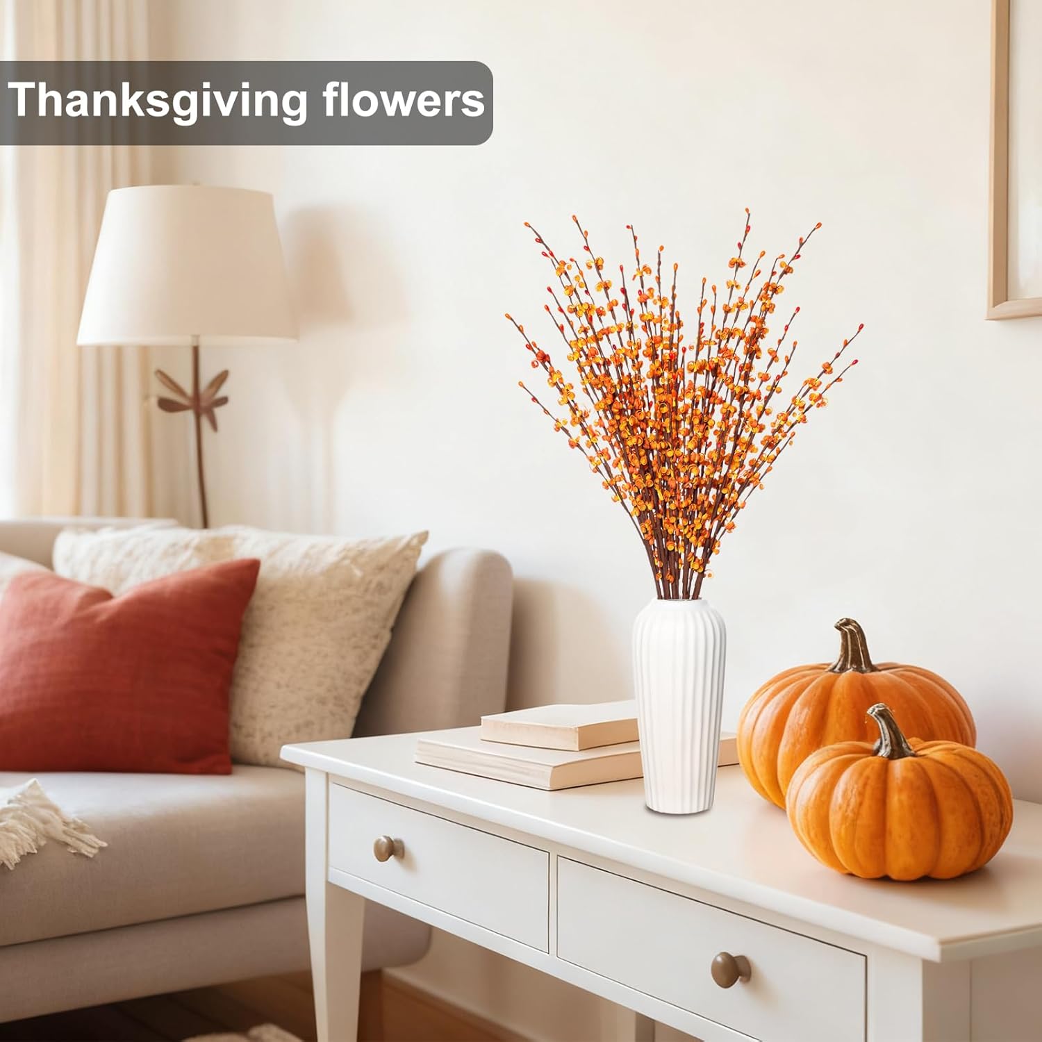 5 Pcs 29.5" Long Fake Fall Flowers Burnt Orange Jasmine Fall Floral Stems For Wedding Thanksgiving Bouquets Dried Autumn Orange Fake Flowers For Vases Home Parties Thanksgiving Decor