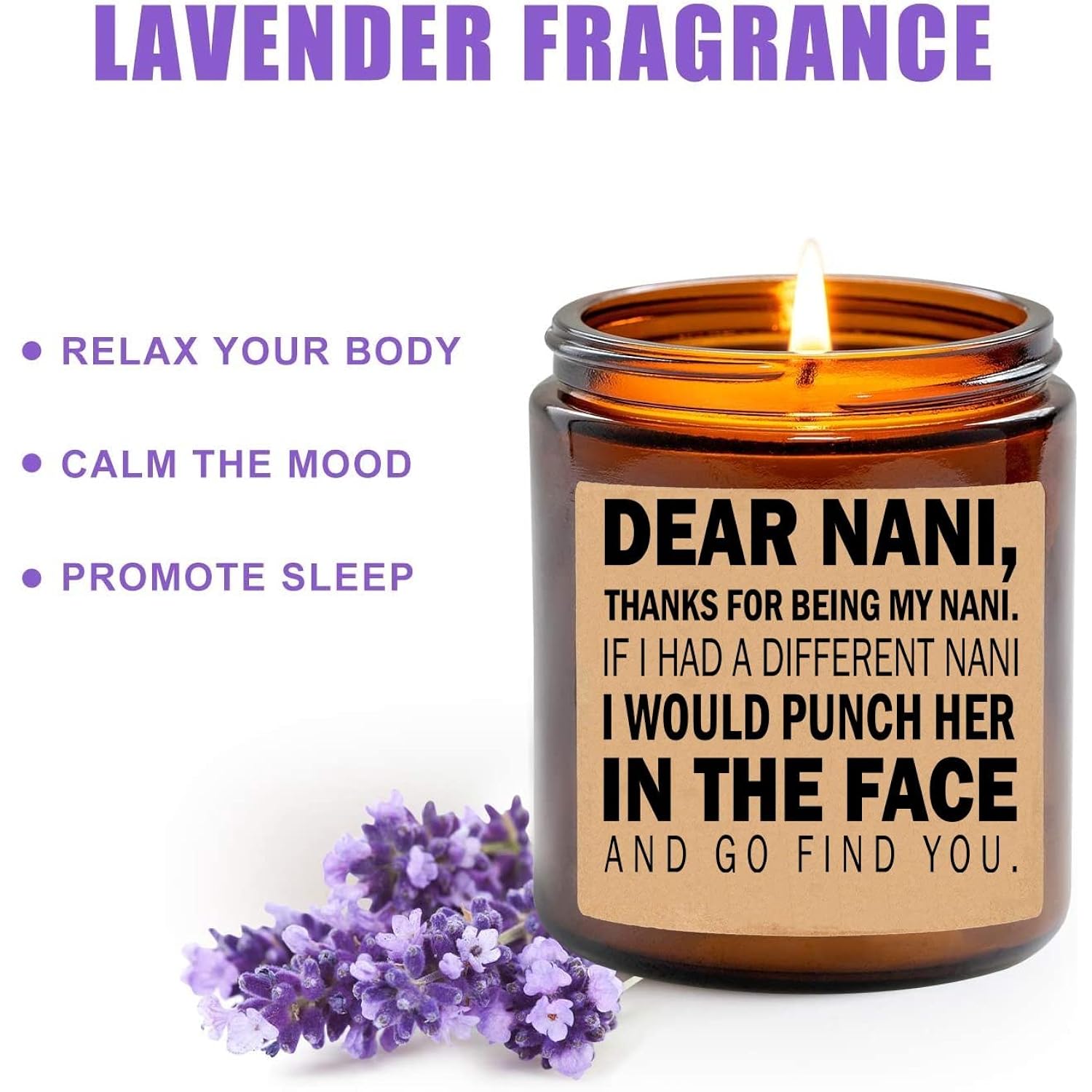 Nani Candle-Nani Gifts From Grandkids-I'D Punch Another In The Face-Fun Gag For Her-Mother'S Day Candle-Lavender Scented Candles,8Oz