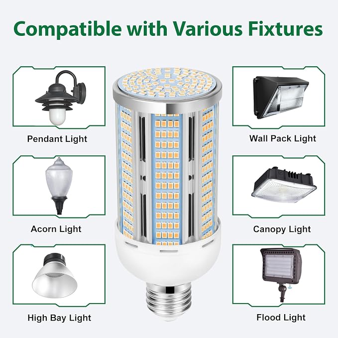 2 Pack 50W LED Corn Light Bulbs 400W Equivalent 3000K Warm White 5500 Lumens E26 E27 Base