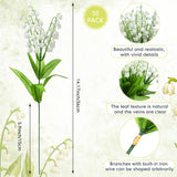 50 Pcs Artificial Lily Of The Valley Bridesmaids Artificial Lilies 14.17 Inch Faux Lily Of The Valley Flower Bulk Chimes Orchid White Bell Flower Bouquet For Wedding Arrangement Bride Party