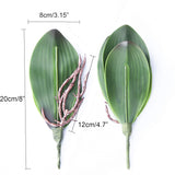 Orchid Leaves Artificial Phalaenopsis Stems Leaf Faux Cymbidium Flower Foliage Green Real Touch Latex Bulk 8 Inches 2Pcs
