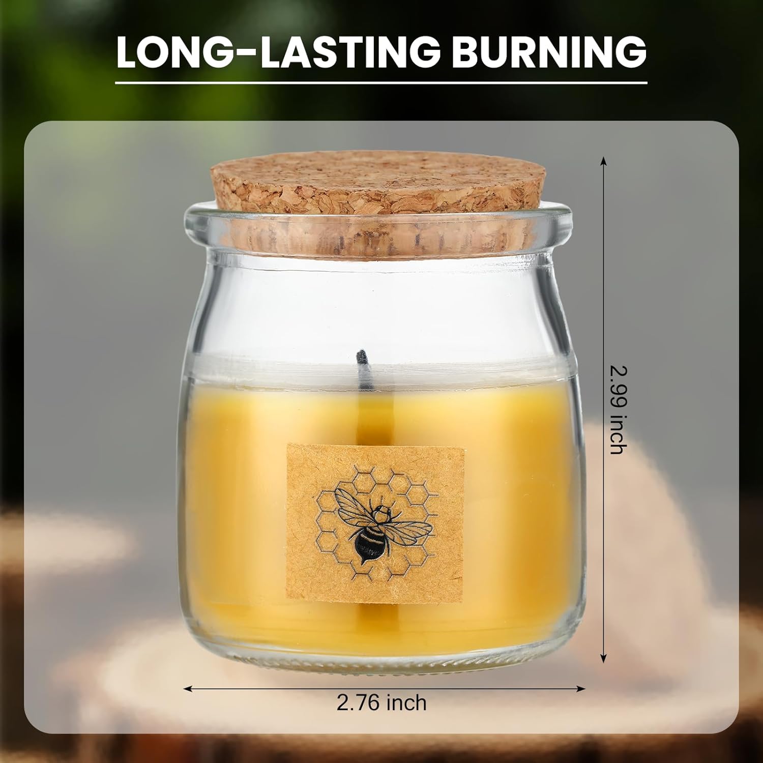 Beeswax Candle In Glass Jar, 100% Pure Beeswax Candle Organic Long Burning Yellow Bees Wax Bridesmaid Gift For Bridal Shower Bachelorette Party(8.5Oz)