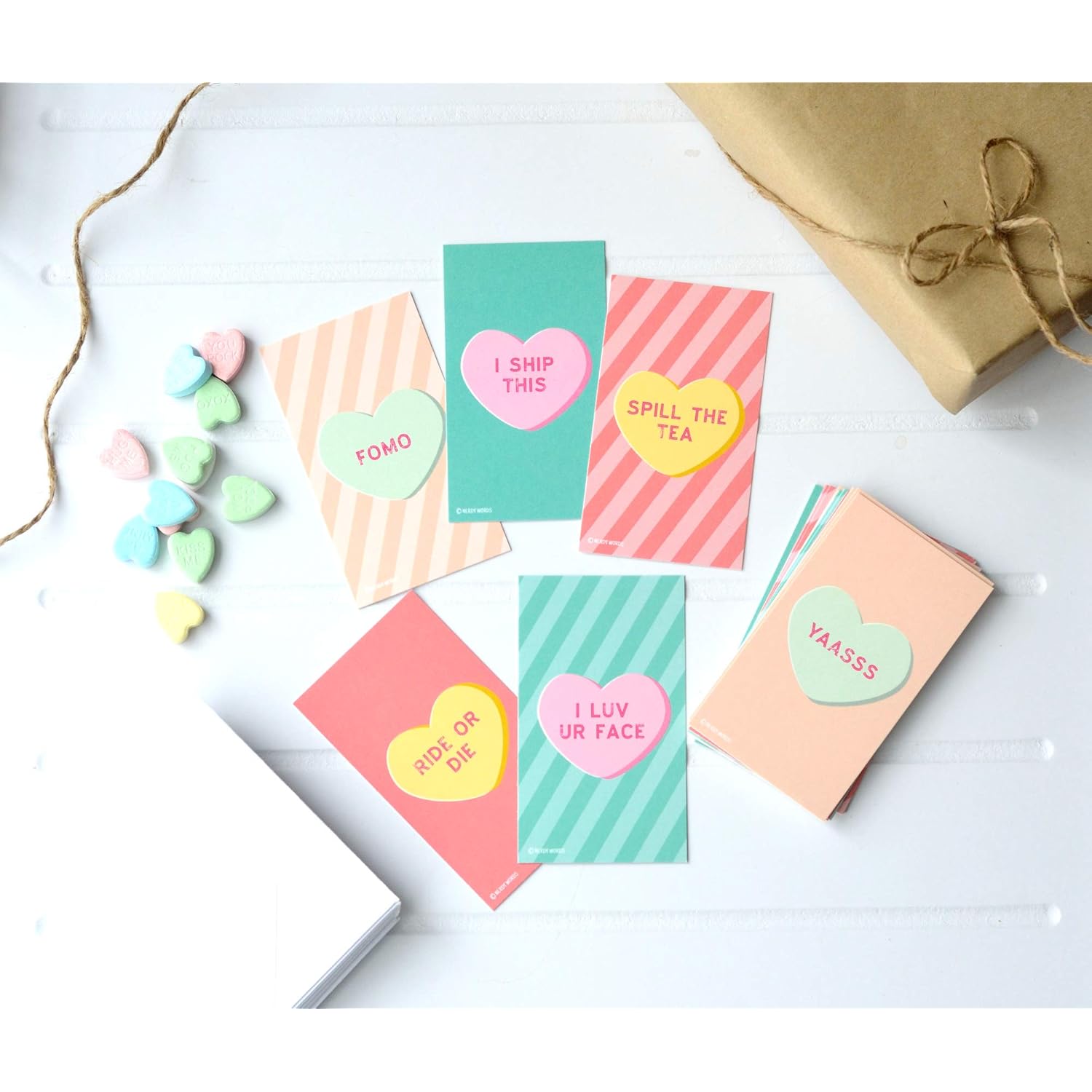 Mini Millennial Conversation Heart Valentines (Set Of 24, Wallet-Sized Cards) For Valentine'S Day