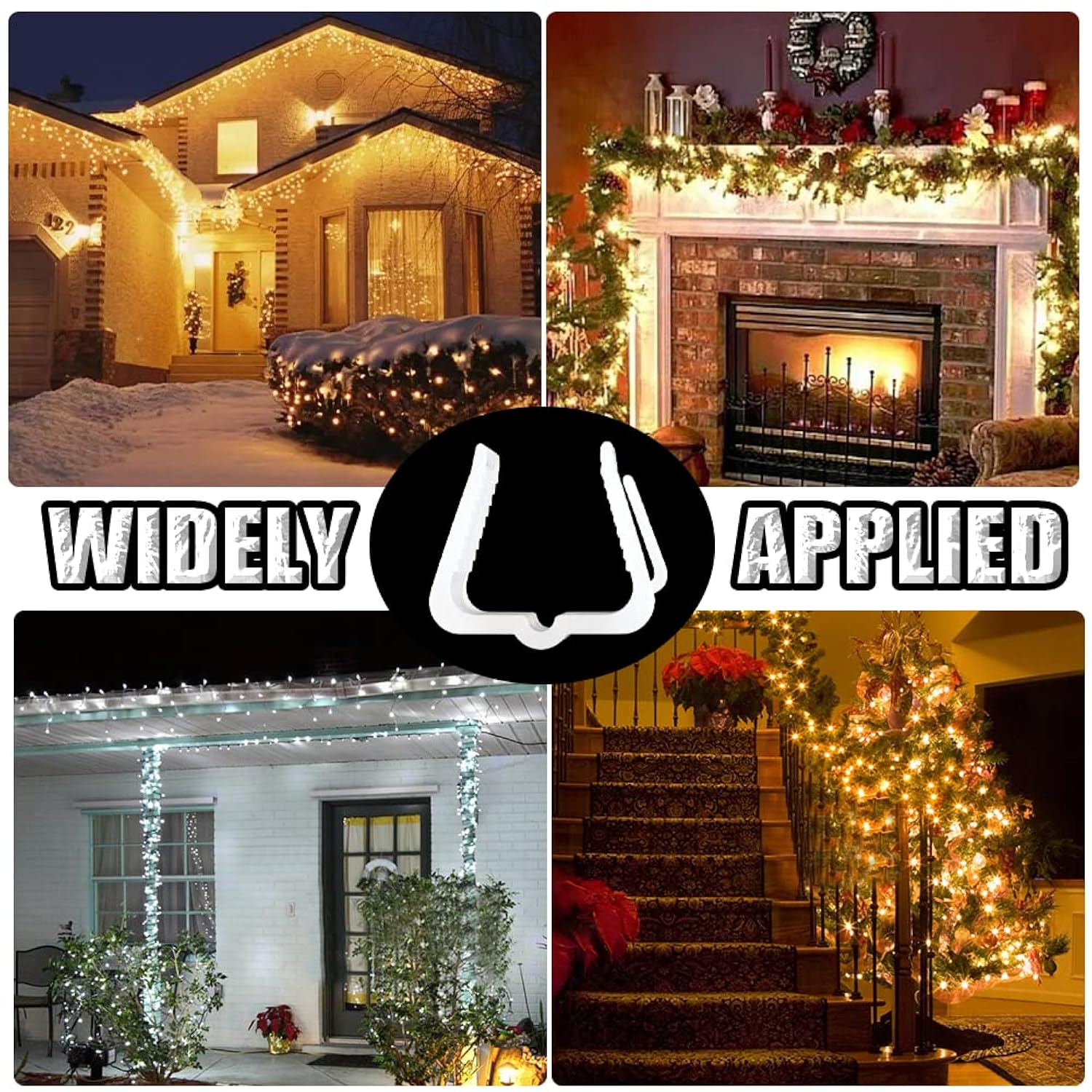 Christmas Light Hangers Clips 1 5/8 Inch Fascia Board Clips Hooks Holiday Deck Light Hooks For Christmas Decoration Roof Gutter Fence In Thickness From 1'' To 1 5/8" (White, 30Pcs)