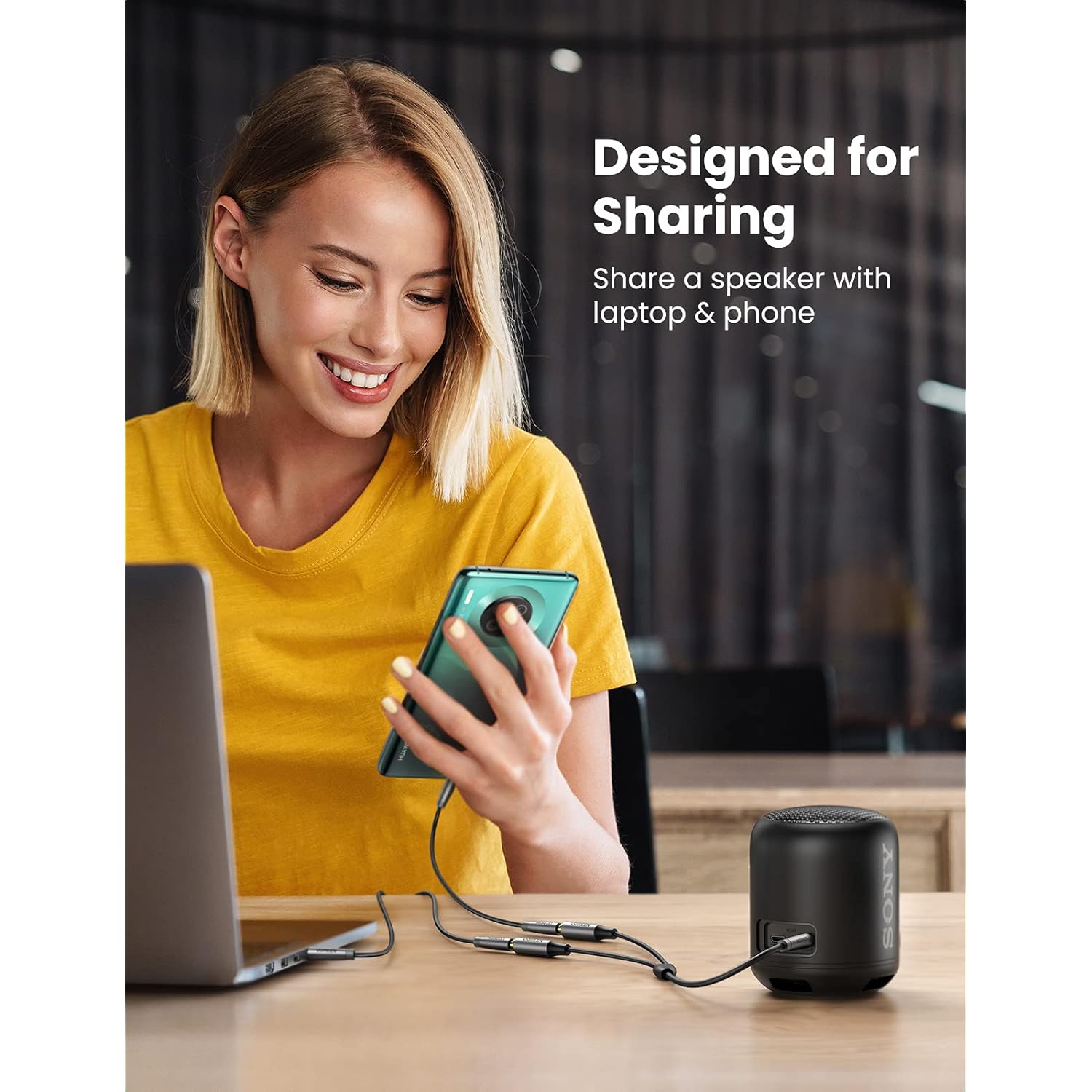 UGREEN Headphone Splitter 3.5mm Aux Splitter 2 Female to 1 Male Audio Y Stereo Dual Headphone Adapter Compatible with Switch 2/PS4/PS5 MacBook iPad PC Tablet Laptop TV Phone Speaker