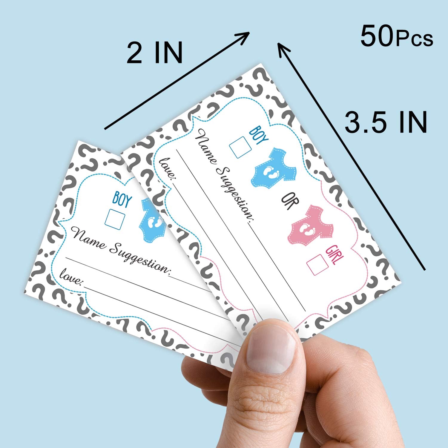 50 Gender Reveal Party Voting Cards - Boy Or Girl, Gender Reveal Vote Cards, Baby Shower Game Card, Gender Reveal Party Supplies.