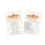 Rustic Pumpkin Bridal Shower Games Pack - 25 Guests, 5X7 Size, Premium Quality Cardstock, Fall Theme, Who Knows The Bride Best & Would She Rather, Autumn Wedding Shower Games