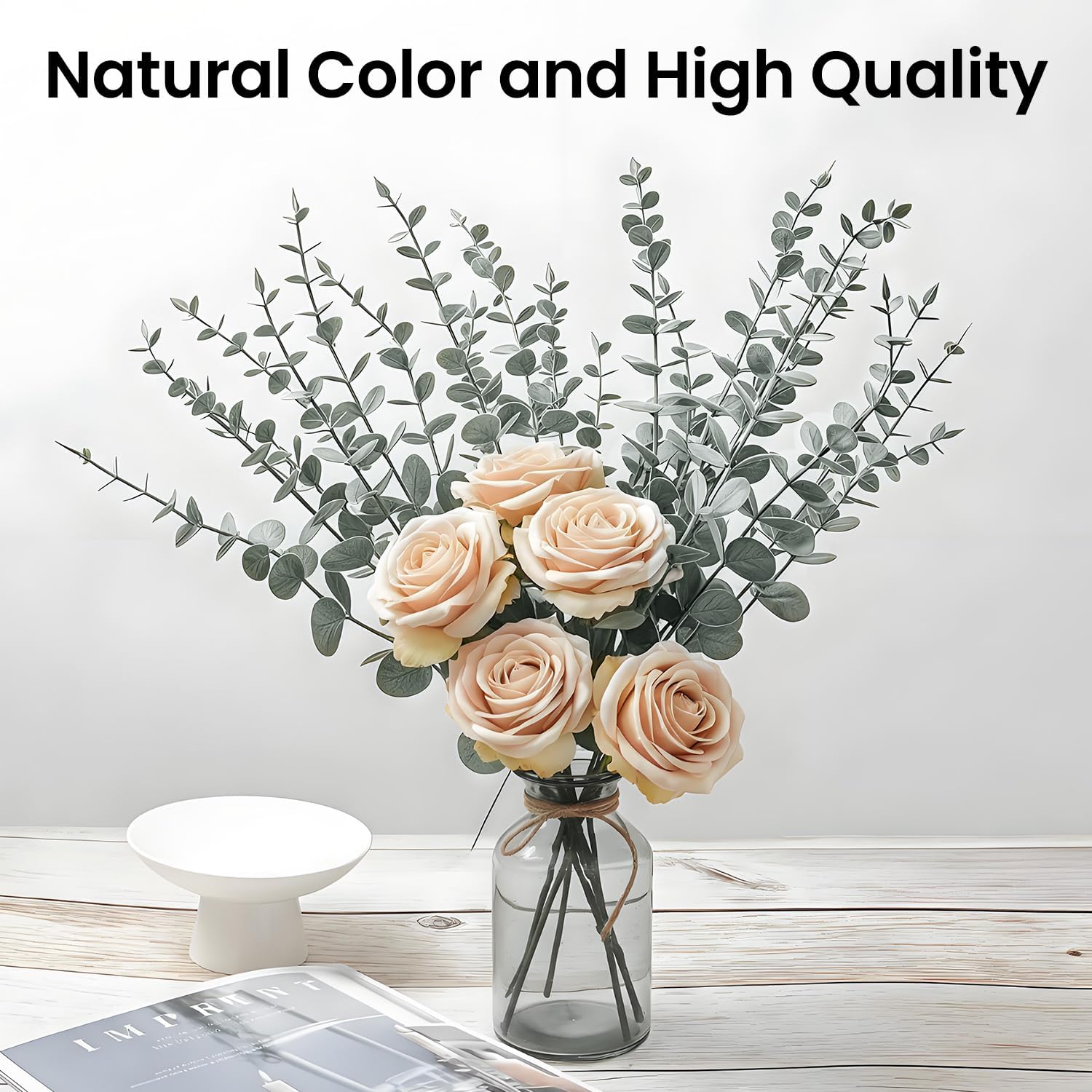 24Pcs Artificial Eucalyptus Stems, Fake Greenery Leaves For Floral Arrangements, Home Office, Wedding Centerpiece, Christmas Party Decor