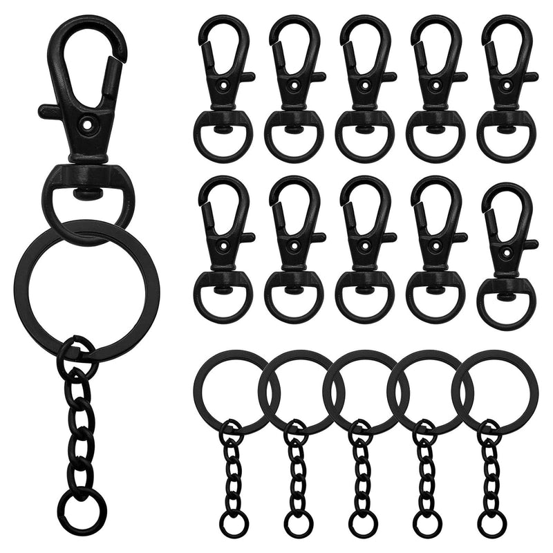 150Pcs Black Swivel Snap Hook Set,Swivel Clasp Keychain Hook Lobster Clasp Spl