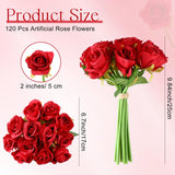 120 Pcs Artificial Rose Flowers Bouquet Silk Realistic Flowers Bulk Centerpieces Diy Bride Fake Rose For Home Bridal Wedding Party Decorations(Red)