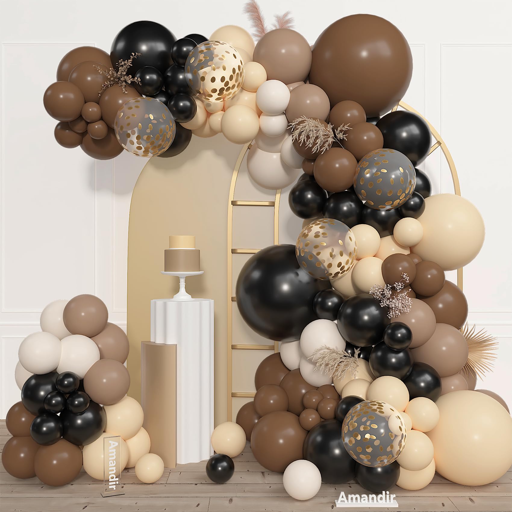 153pcs Black Brown Nude Balloon Garland Arch Kit Different Sizes