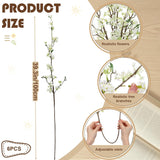 6Pcs 39.3 Inch Artificial White Snow Willow Branches For Vases Fake Artificial Flowers Real Touch Branches Fake Plants For Wedding Party Home Living Room Kitchen Decoration