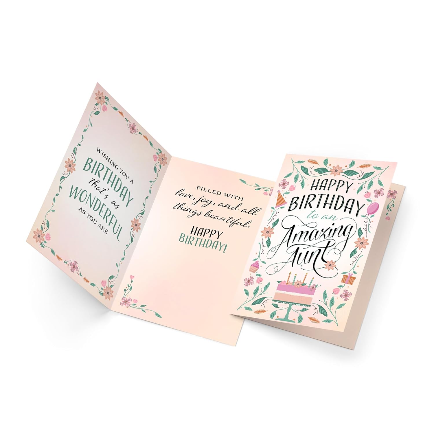 Happy Birthday Card For Aunt, Made In America, Eco-Friendly, Thick Card Stock With Premium Envelope 5In X 7.75In, Packaged In Protective Mailer