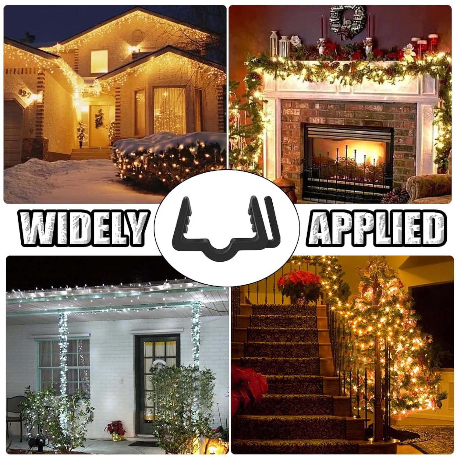 Christmas Light Hangers Clips 7/8 Inch Fascia Board Clips Hooks Deck Light Clips Holiday Light Clip For Christmas Decoration Roof Gutter Fence In Thickness From 3/4" To 7/8" (Black, 30Pcs)