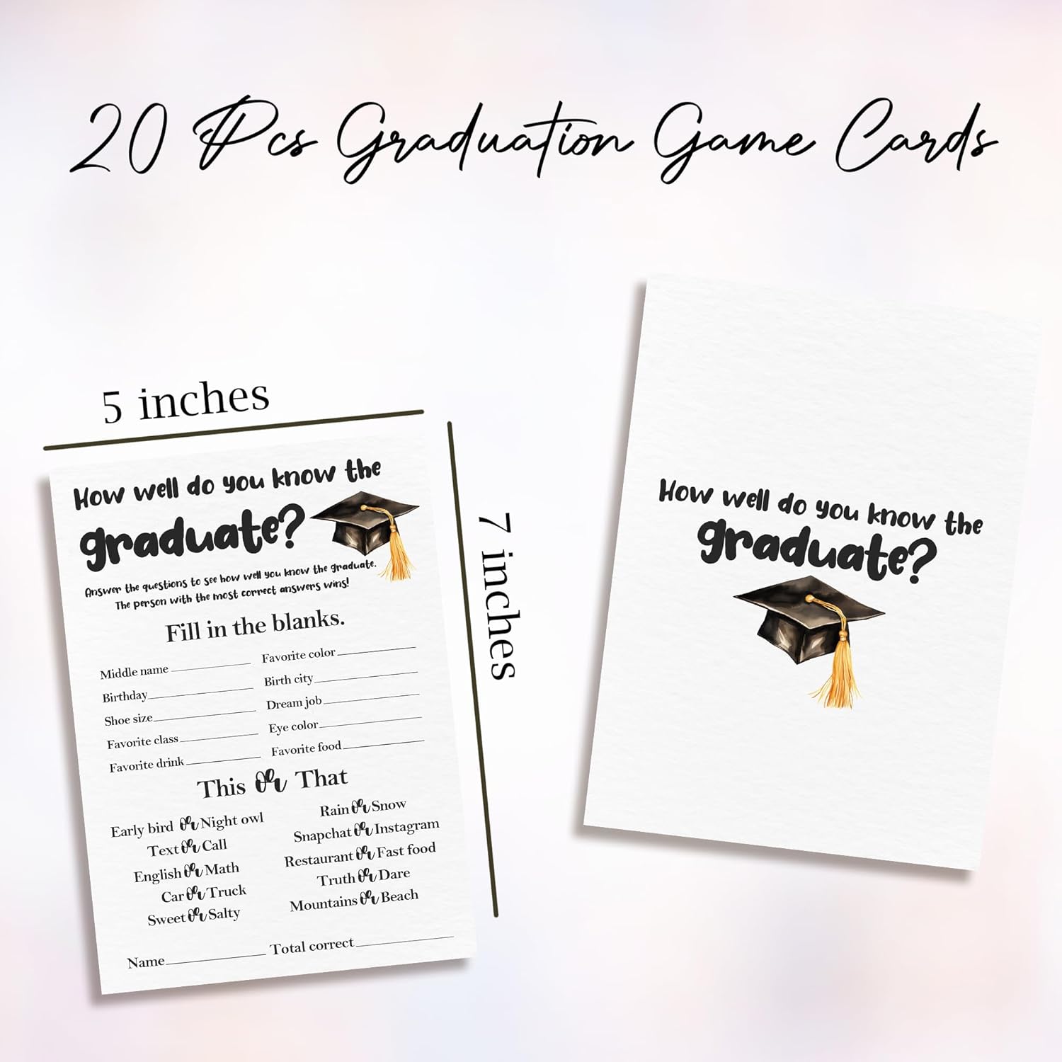 Graduation Party Games 2025 - How Well Do You Know The Graduate - 20 Pcs Graduation Game Cards For Graduation Party High School College Senior School Graduation Party Decorations And Supplies - A02