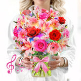 Flower Bouquet Birthday Cards With Music & Lights, Happy Birthday Cards, Lily Daisy Carnations, Anniversary Card, Paper 3D Pop Up Bouquet Greeting Card Gift For Mom Wife Women