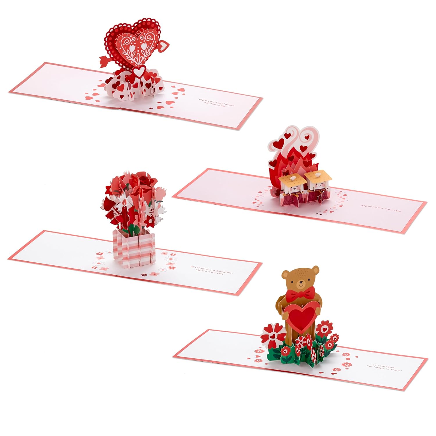 Hallmark Valentine's Day Pop Up Card Assortment (4 Cards with Envelopes) Signature Paper Wonder 3D Cards