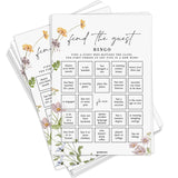 Find The Guest Bingo Game Cards, Bridal Shower Games, Baby Shower Bingo, Wedding Game, 50 Cards - Wildflower