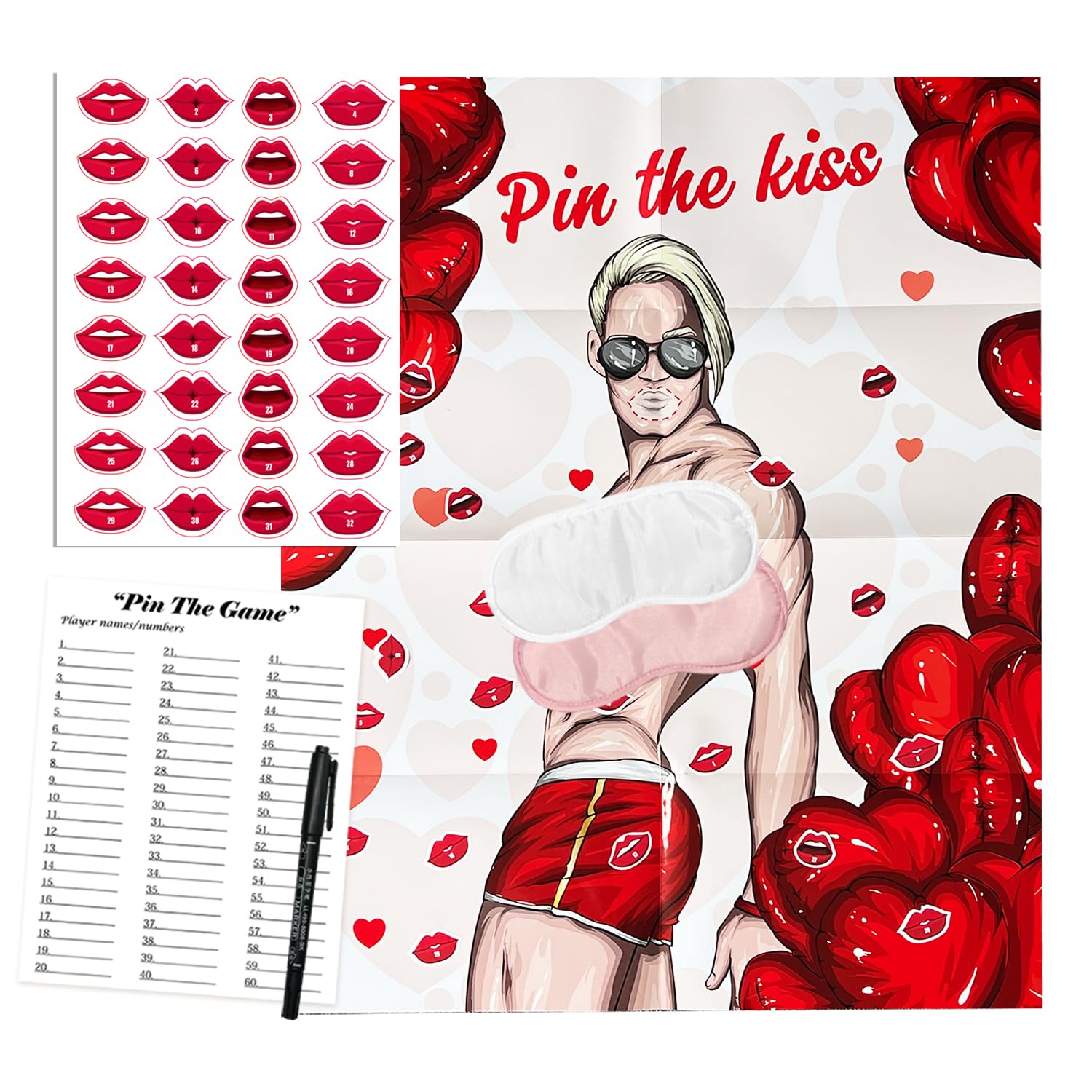 Bachelorette Party Games Funny Large Poster Pin The Lips Games For Bacheloratte Bridal Shower Wedding Bachelor Girls Night Party Games, Bachelorette Party Supplies Decor