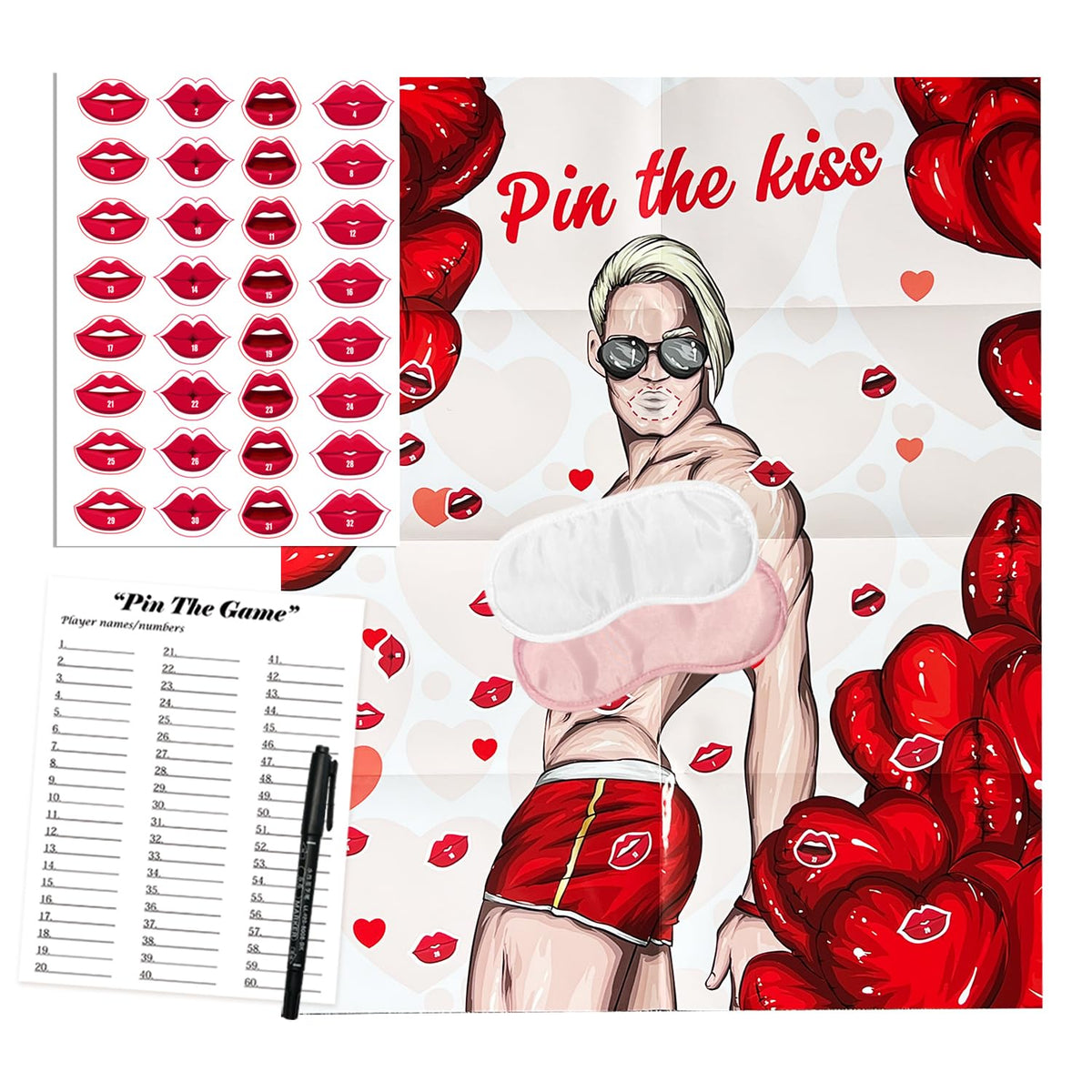 Bachelorette Party Games Funny Large Poster Pin The Lips Games For Bacheloratte Bridal Shower Wedding Bachelor Girls Night Party Games, Bachelorette Party Supplies Decor