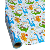 Dinosaur Wrapping Paper Roll 17 Inch X 60 Ft Per Roll, Cute Blue Green Dinosaurs Happy Birthday Wrapping Paper For Boys Kids, Gift Wrap Paper Happy Bday Wrap Dinosaur Parties, Baby Showers