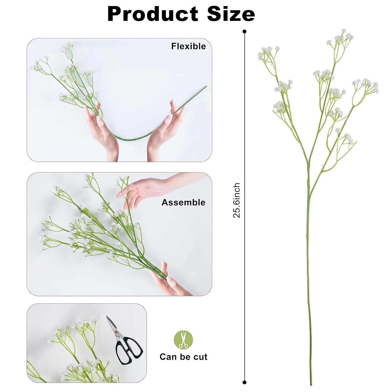 12 Pack Artificial Flowers Bulk - 5 White & 5 Cream Fake Mums With 2 Baby’S Breath Stems, Silk Chrysanthemum Pom Pom Floral Arrangements, Long Stem Faux Flowers For Vase, Wedding, Home Decor