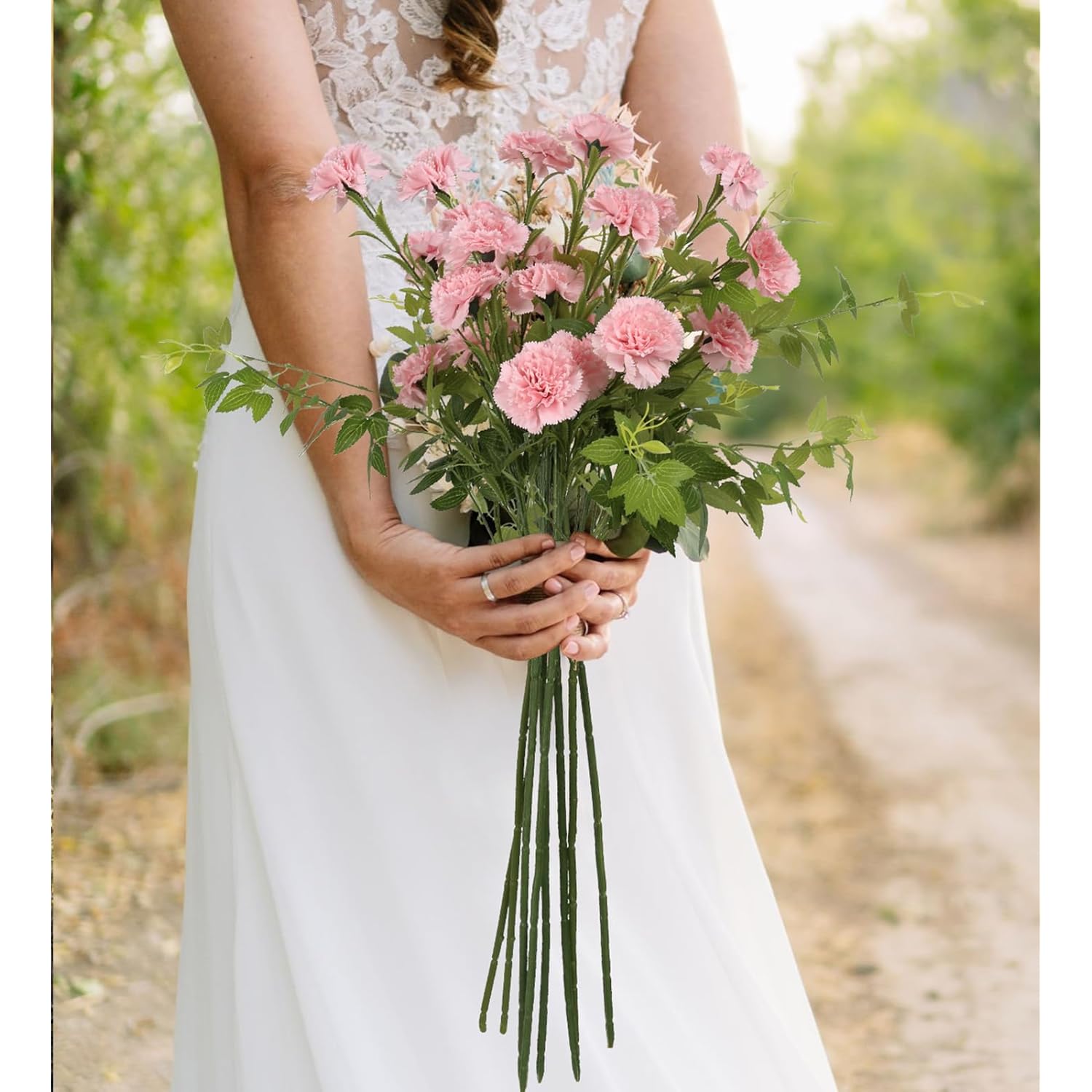 Carnations Artificial Flowers 6Pcs Fake Silk Carnations 33In Long Flowers For Tall Vases For Wedding Home Table Centerpieces Floral Arrangement(Light Pink)