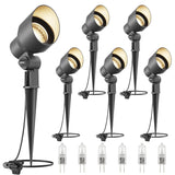 Landscape Lighting Low Voltage Landscape Spotlight Kits 20W Halogen Outdoor 145 Lumen Black Waterproof Flood Lights 12V 2800K Warm White Metal Tree Lights For Garden & Yard 6Pack