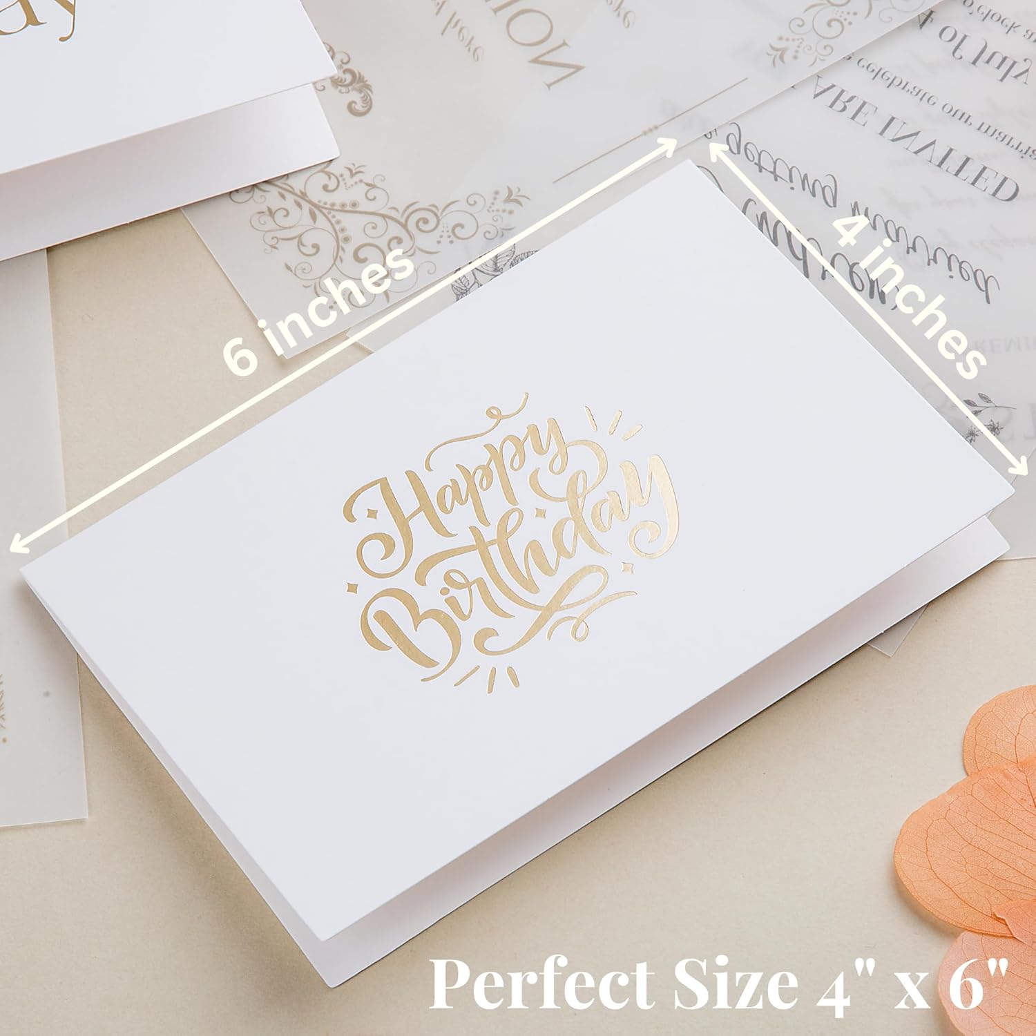 20 Pack Assorted Birthday Cards - 4 Matte Gold Foil Designs Happy Birthday Cards - 4 X 6 Inches Blank Birthday Notes Bulk Box Set - Greeting Cards With Envelopes & Gold Foil Stickers