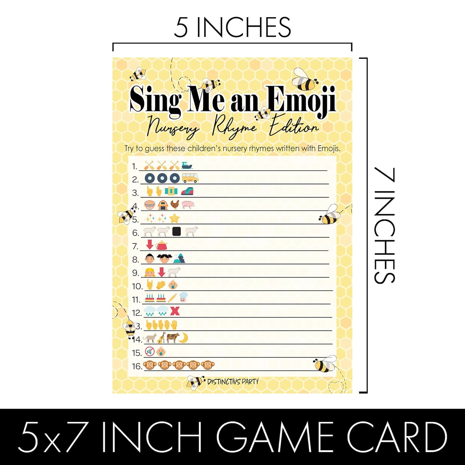 Bumble Bee Baby Shower Games, Nursery Rhyme Emoji Game Cards - 20 Count, What Will Baby Bee Gender Reveal Games