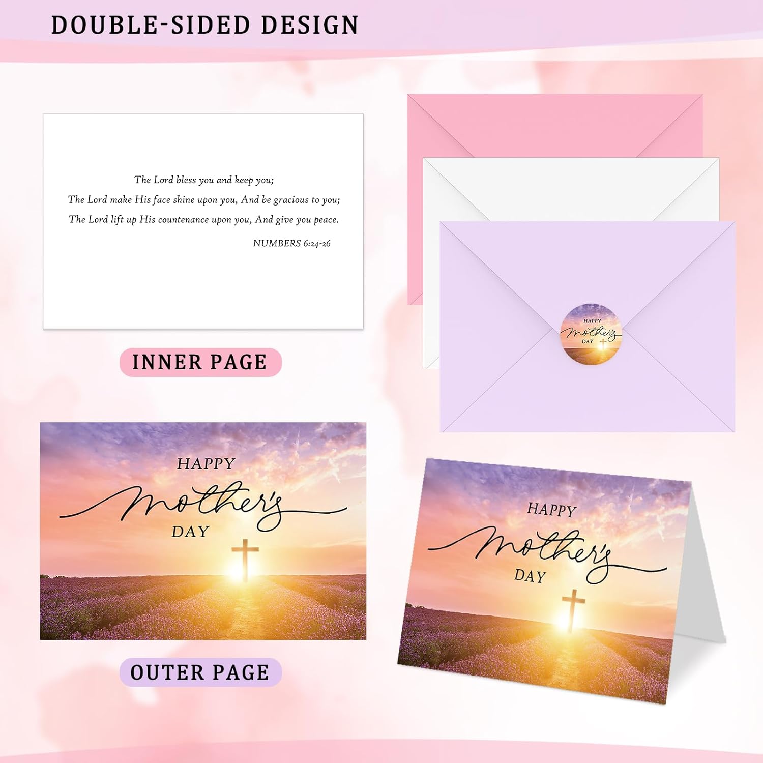 30 Sets Mother'S Day Cards With Envelopes Christian Religious Cards Religious Notes Thank You Notes With Stickers Bible Verses Gift Card For Mom Wife Birthday Festival