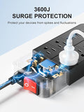 8 Outlet Surge Protector Power Strip 1 USB C 3 USB A 5FT Cord 20W