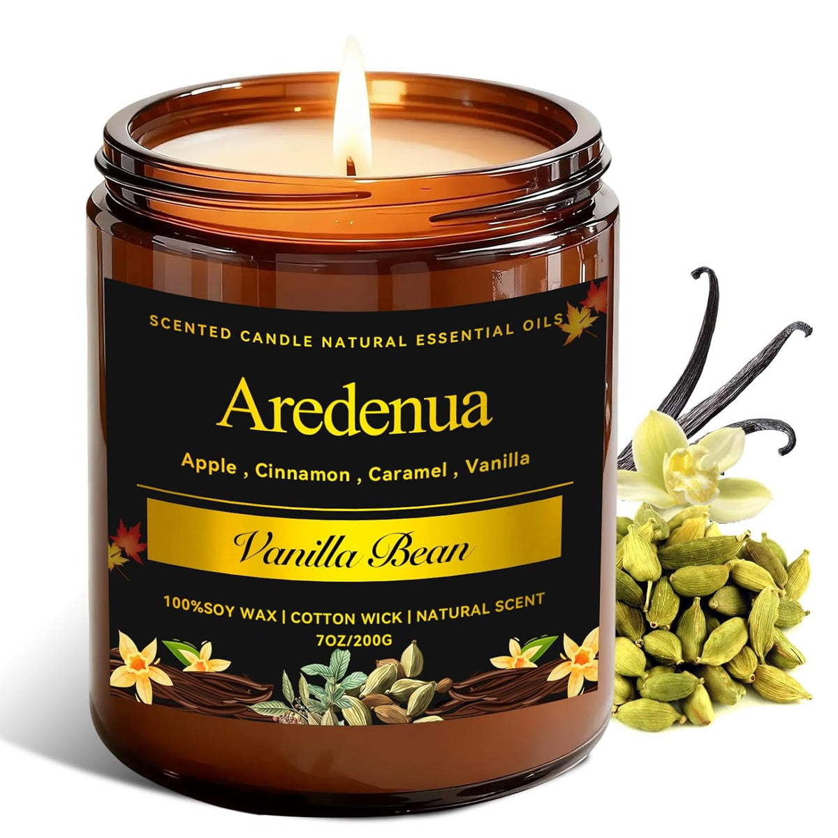 Vanilla Bean Odor Eliminating Candles | Vanilla Bean Scented Soy Candle For Home, Air Freshening & Cozy Vanilla Scent, Relaxing Home Scented Candles, Cozy Winter Candle Gift For Women & Men