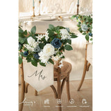 Mr And Mrs Sign,Bride And Groom Chair Sign For Wedding Chair Decor,2 Pack Artificial Flower Garland For Wedding,Party,Home Centerpiece Table Decorations (Dusty Blue & Navy)
