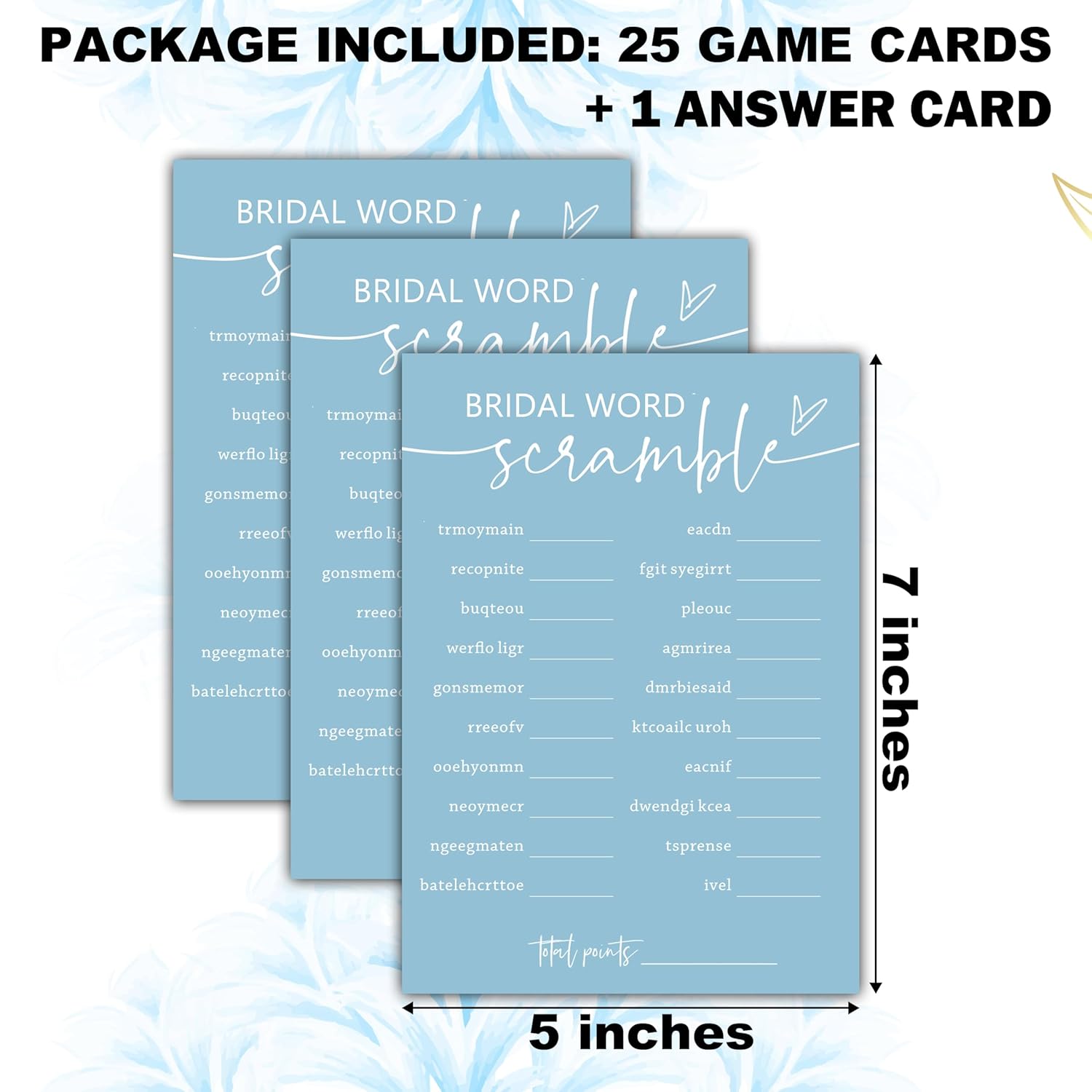 Minimalist Bridal Shower Games, 30 Light Blue Bridal Word Scramble Cards + 1 Answer Card, Wedding Bachelorette Engagement Party Supplies - A16