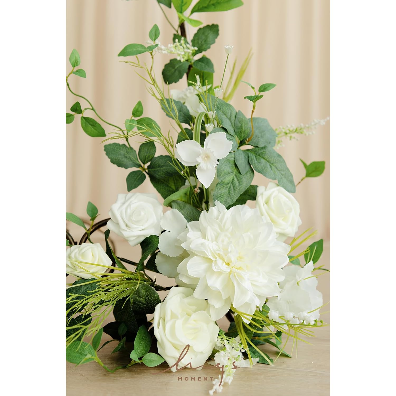 2Pcs Wedding Flowers Garland Artificial Floral Swag Arch Decorations Greenery Arrangements Lily Of The Valley White Ceremony Reception Garden Easel Wall Entryway Outdoor Not Include Sign